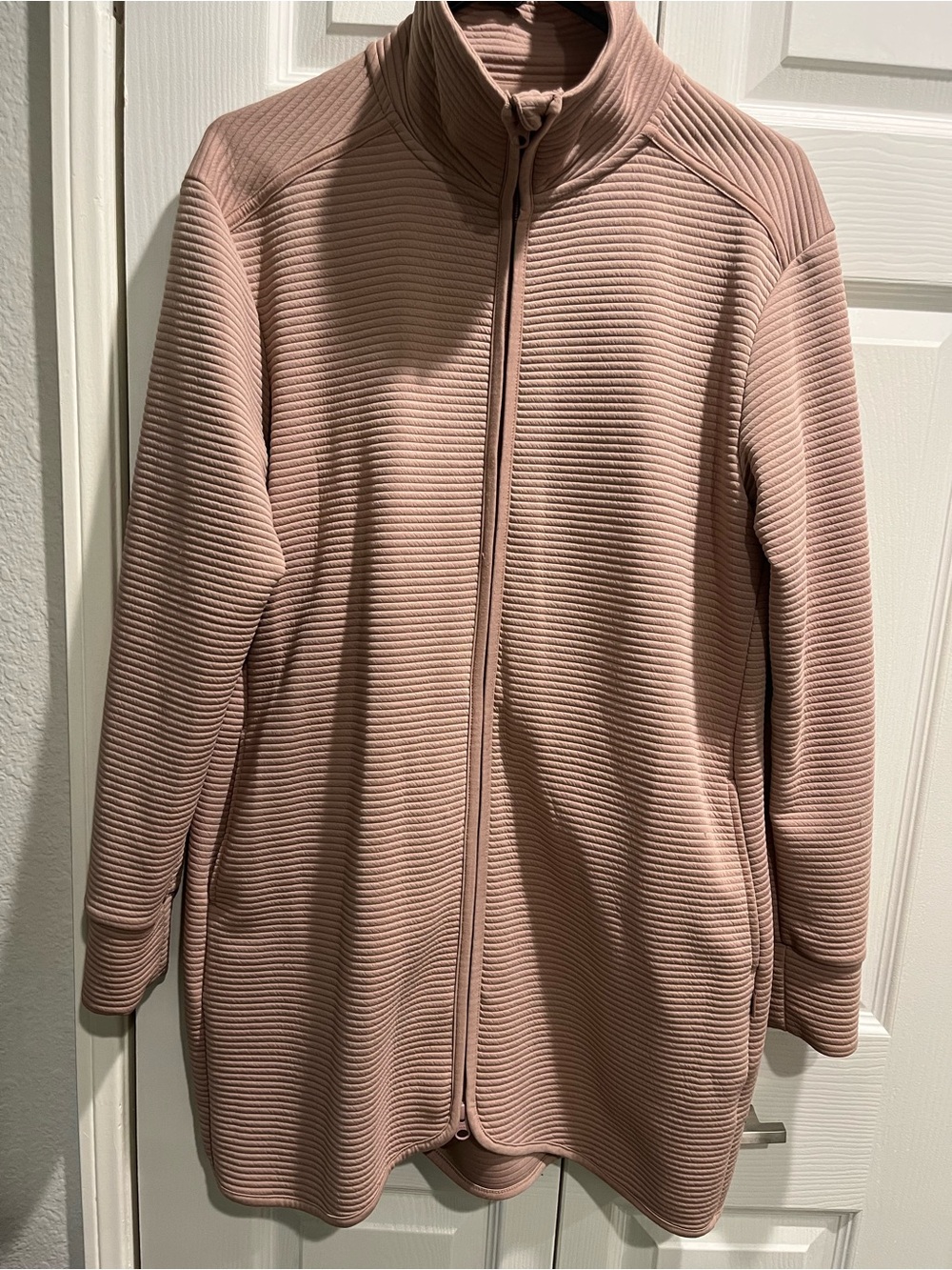 Women's Ribbed Full-Zip Jacket - Dusty Rose